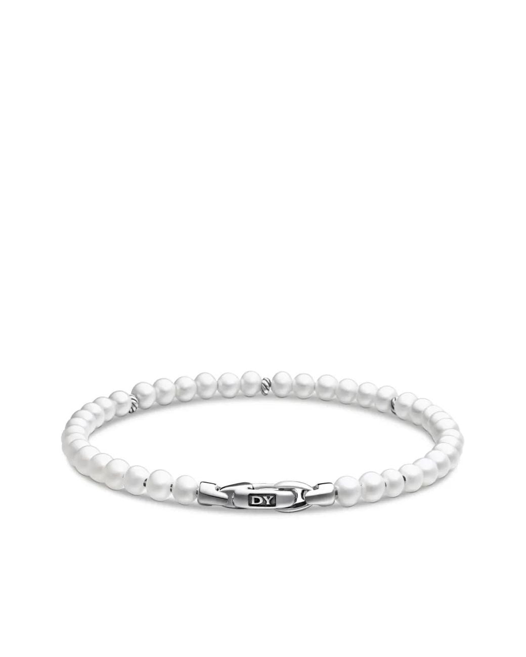 David Yurman White Sterling Bijoux Spiritual Beads Pearl Bracelet (4Mm)