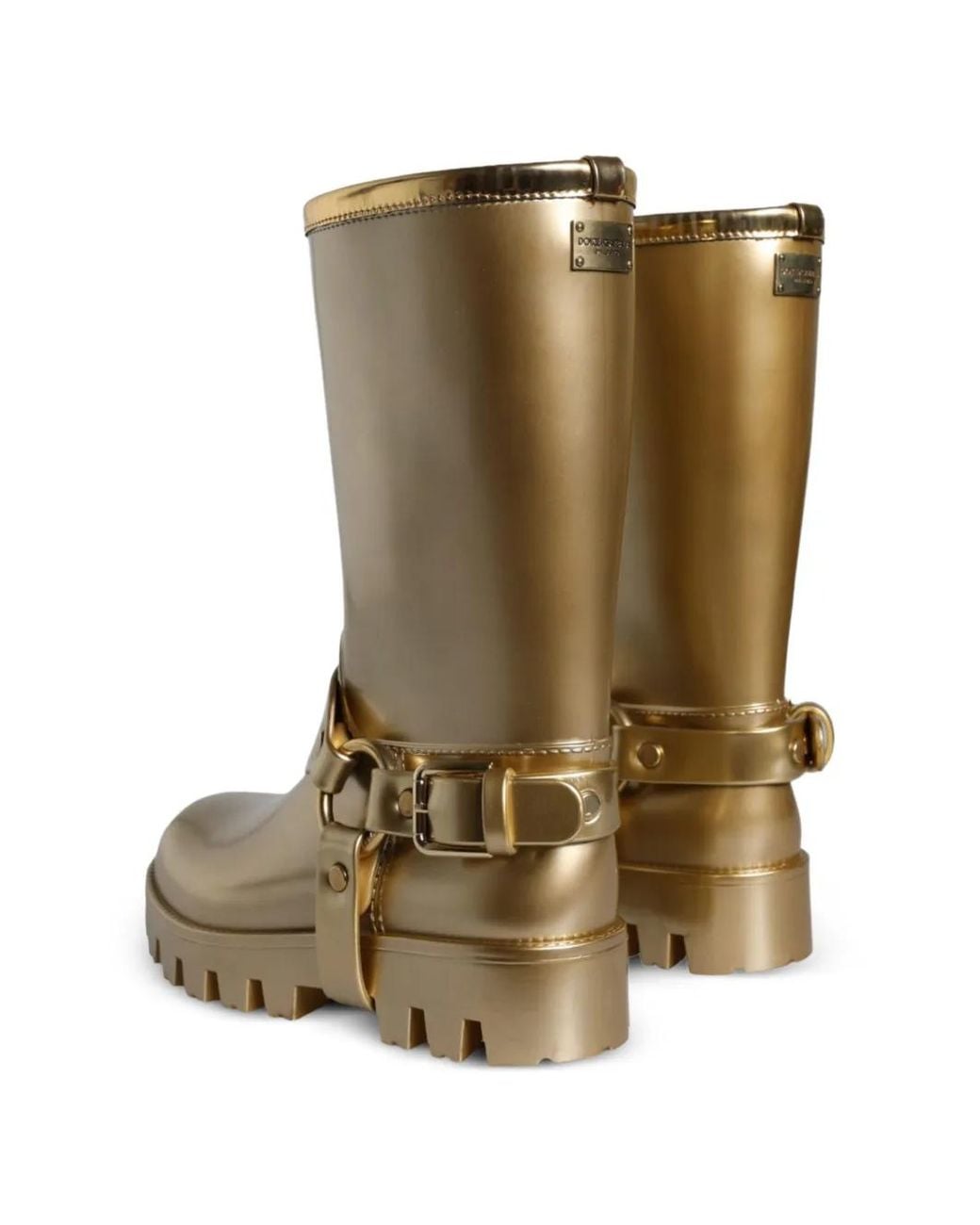Dolce & Gabbana Metallic Buckle-Detail Rain Boots