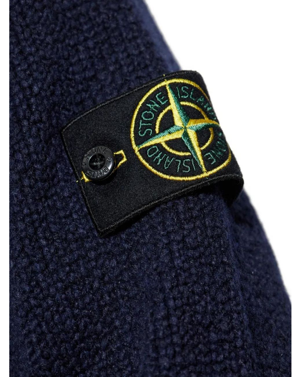 Stone Island Blue Zip-Front Patch-Pocket Wool Sweater for men