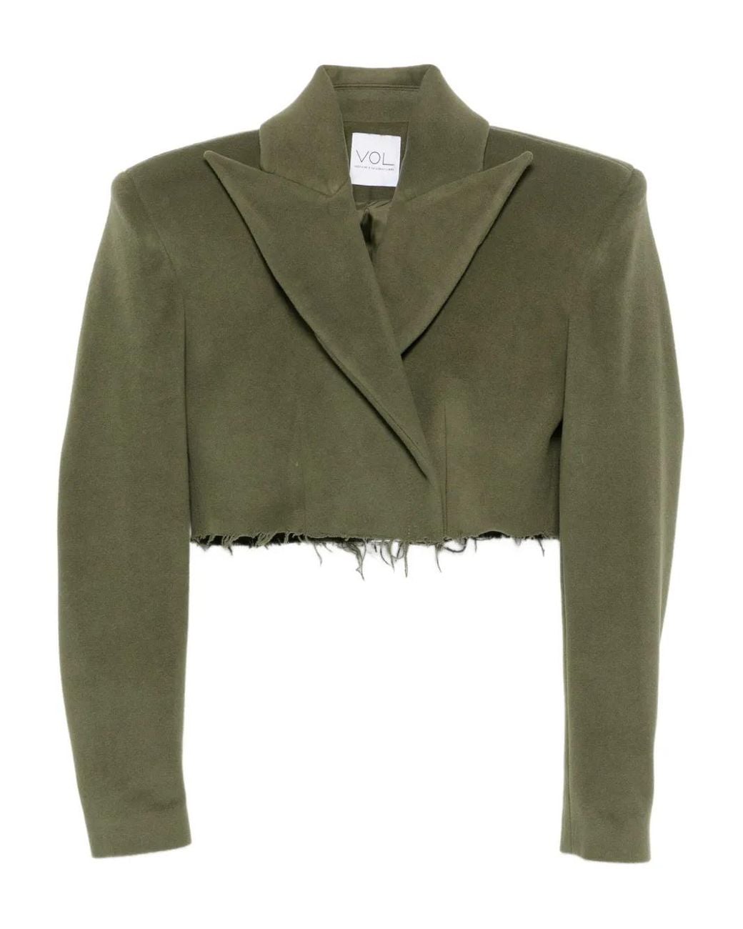 Vestiaire d'un Oiseau Libre Green Frayed-Hem Wide-Lapels Jacket
