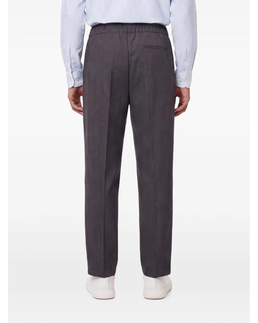 Costumein Gray Elasticated-Waistband Pressed-Crease Trousers for men