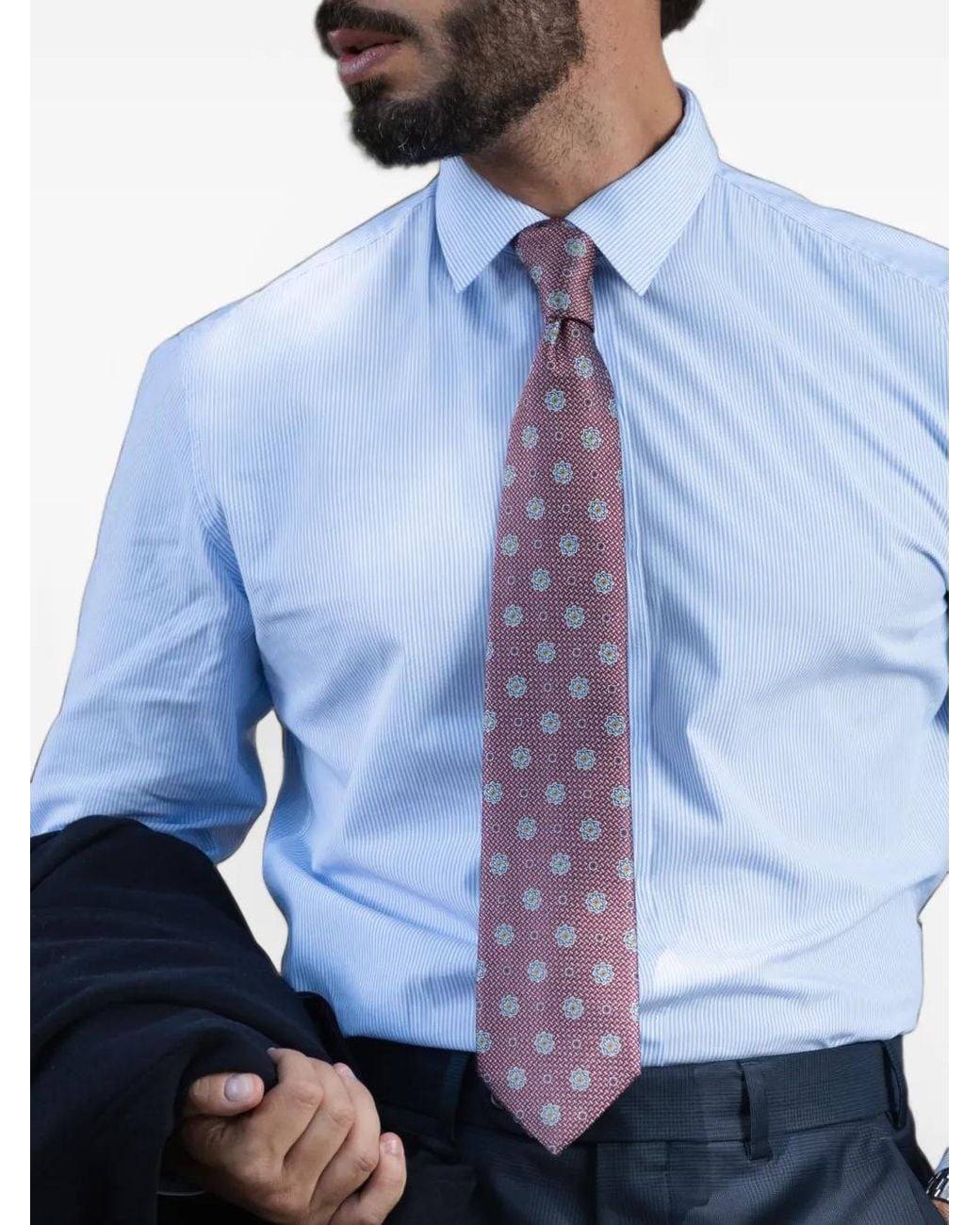 Elizabetta Purple Deruta Floral-Jacquard Silk Tie for men
