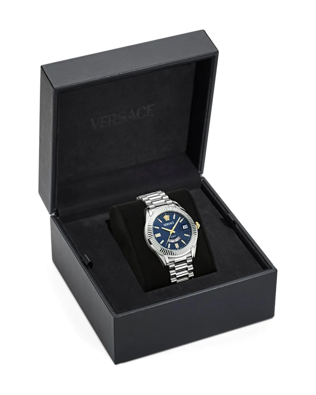 Versace Greca Gmt Fluted 41 Mm in het Blue voor heren