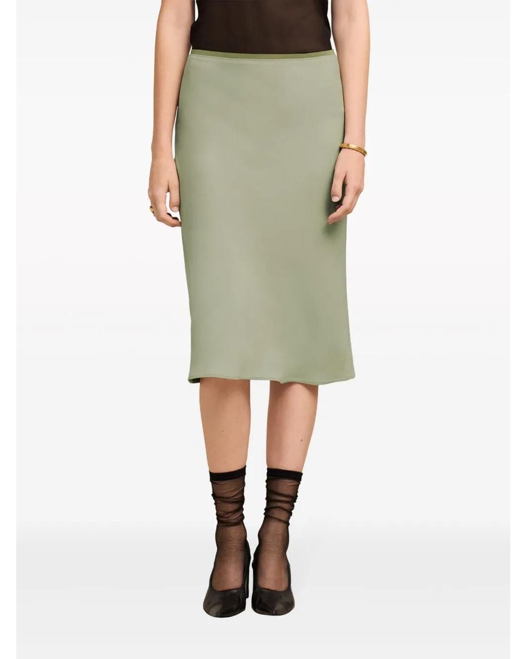 AMI Green Crepe Midi Skirt