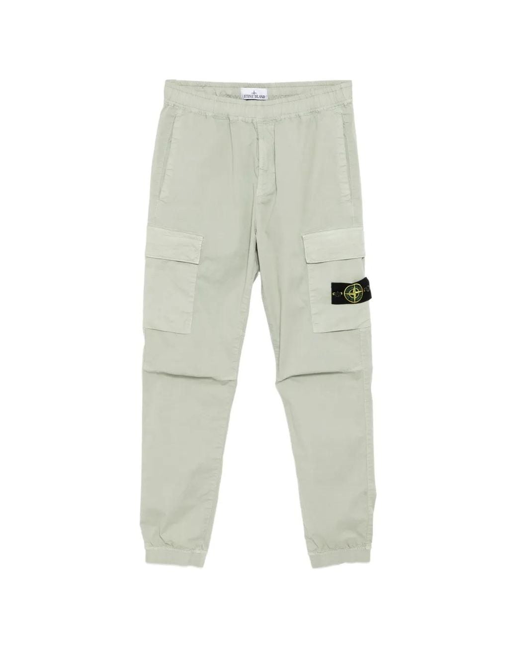 Pantalones 3100031 De Sarga De Algodón Orgánico Elástico Stone Island de hombre de color White