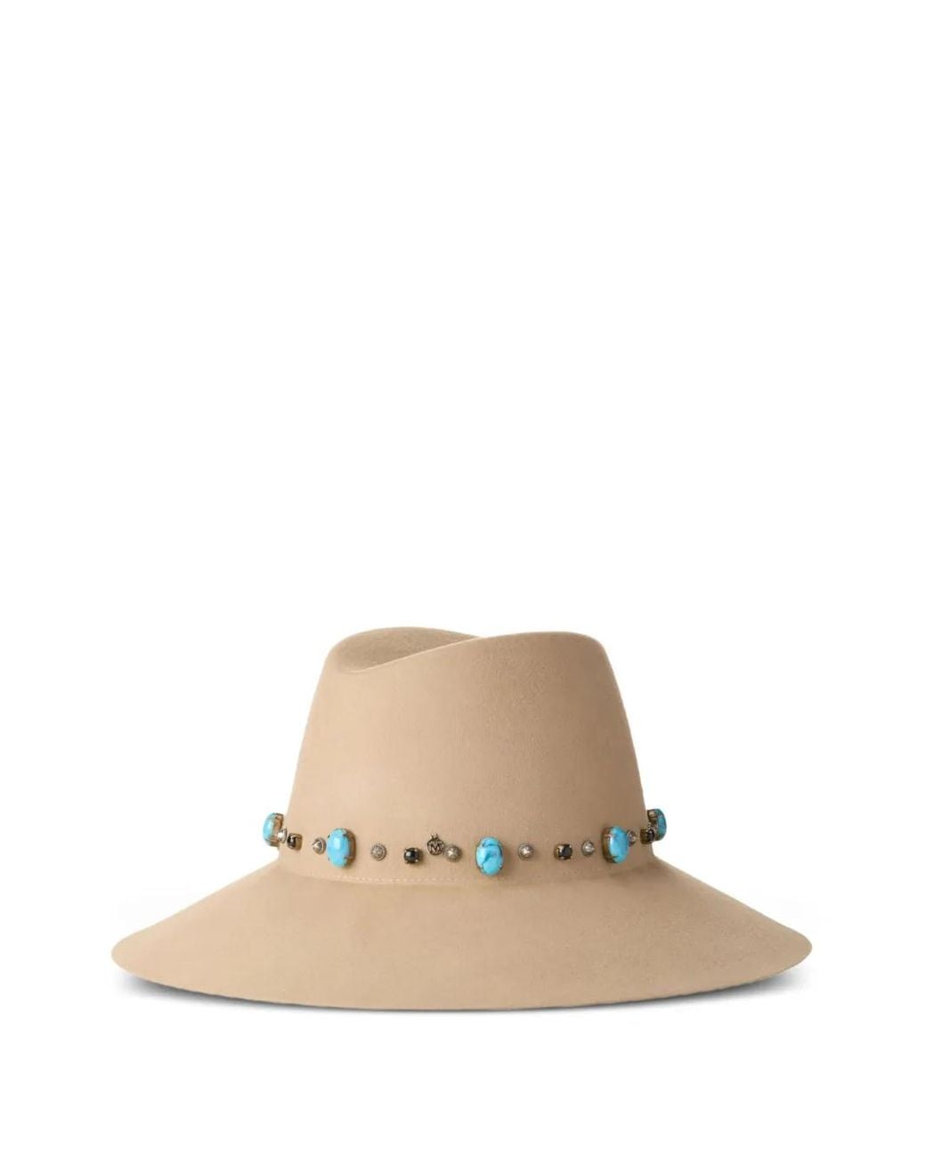 Maison Michel Natural Kate Hat Stone & Studs On Wool Felt Hat