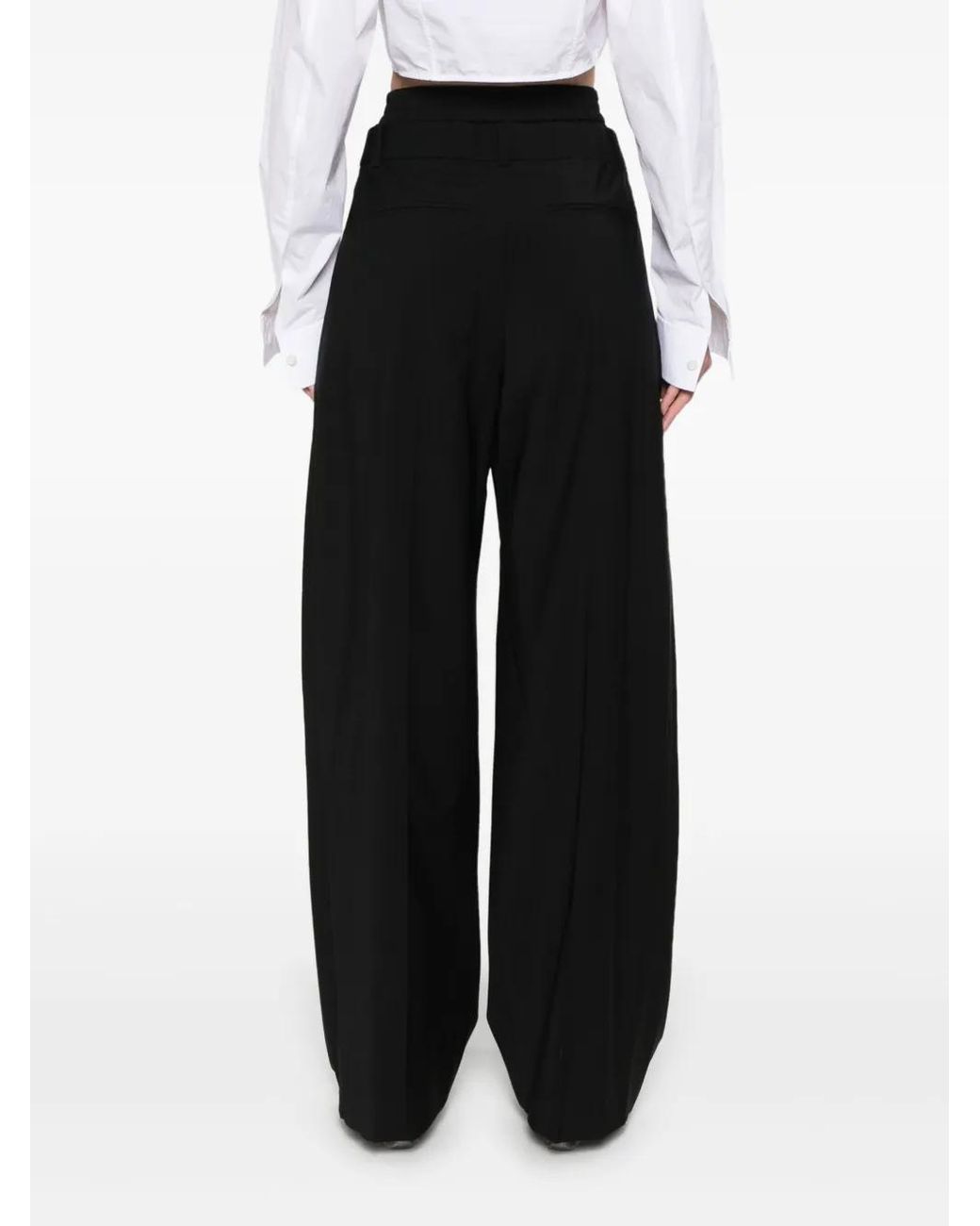 Alexander Wang Black Boxer-Detailed Wide-Leg Trousers