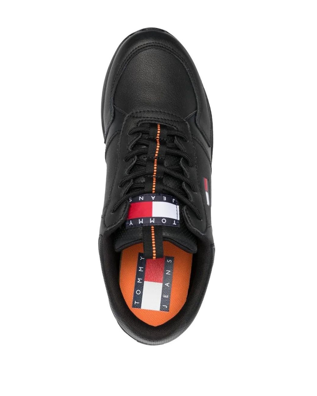Tommy Hilfiger Black Flexi Leather Sneakers for men