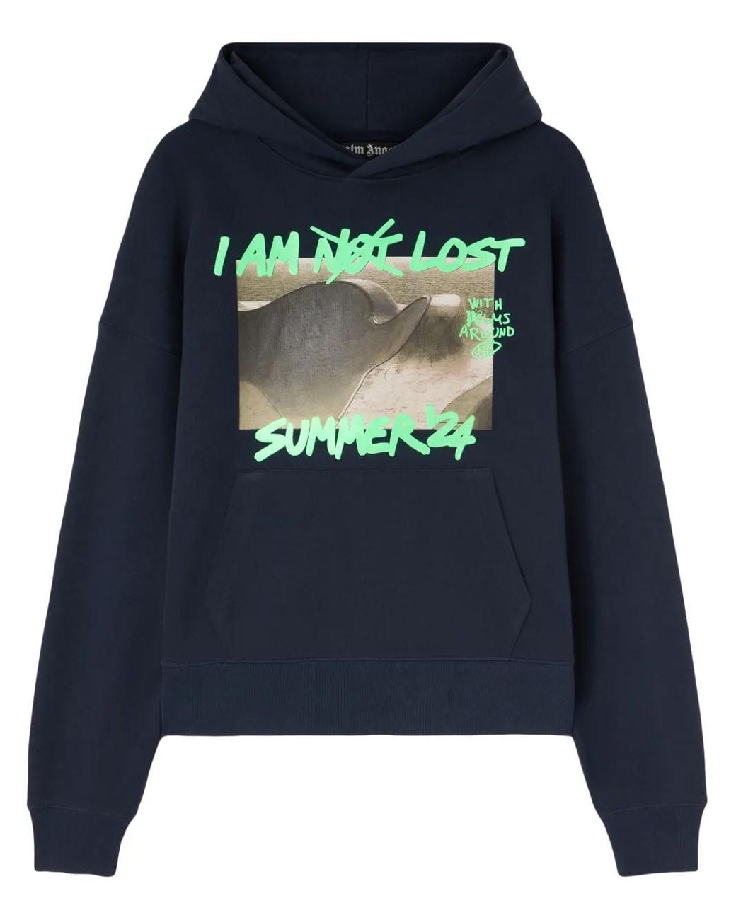 Palm Angels Black Graphic-Print Cotton Hoodie for men