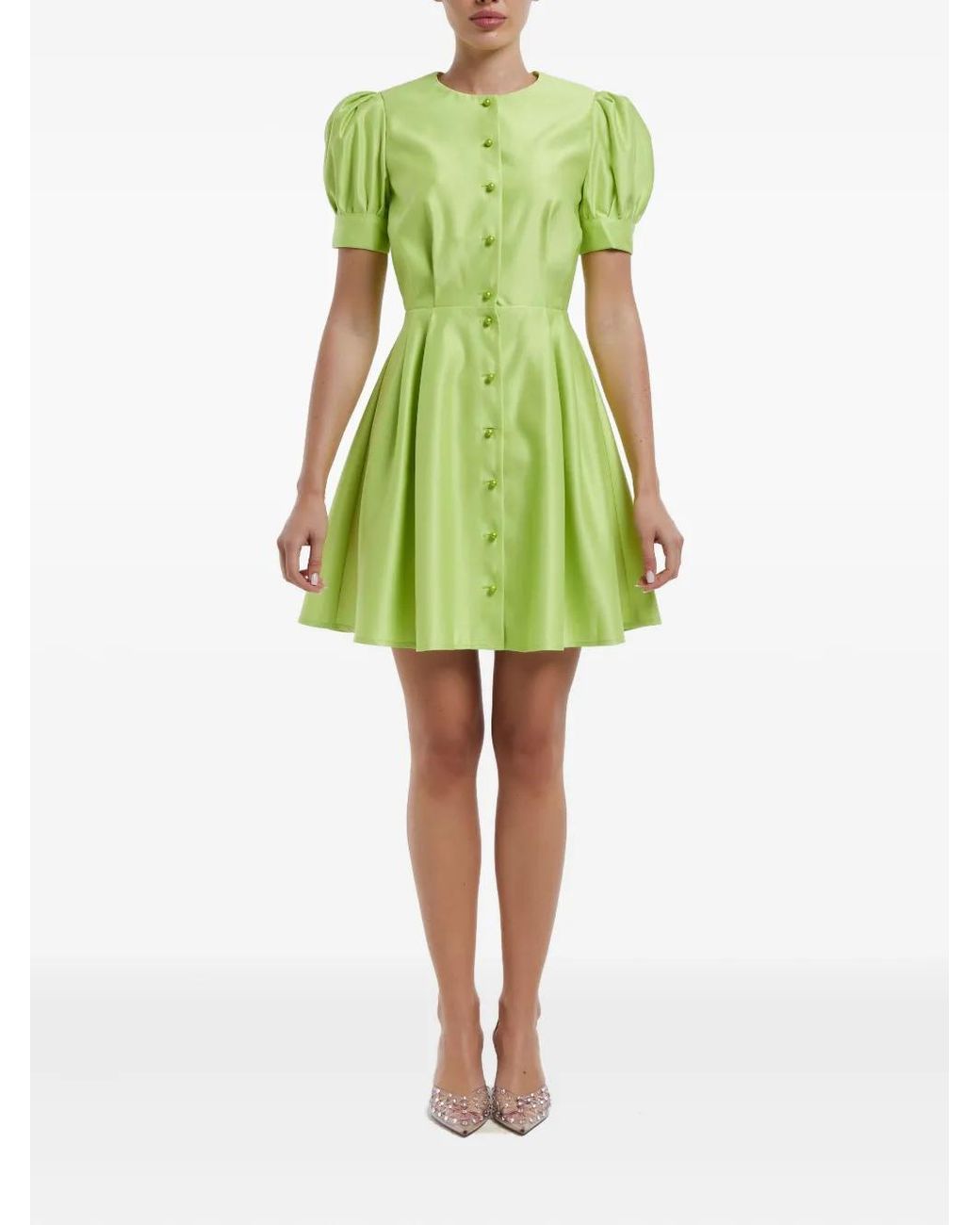 POST MERIDIEM Green Button-Down Mini Dress