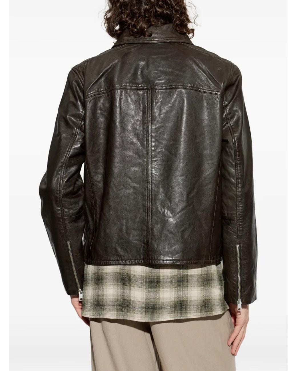 AllSaints Black Tune Lamb-Leather Jacket for men
