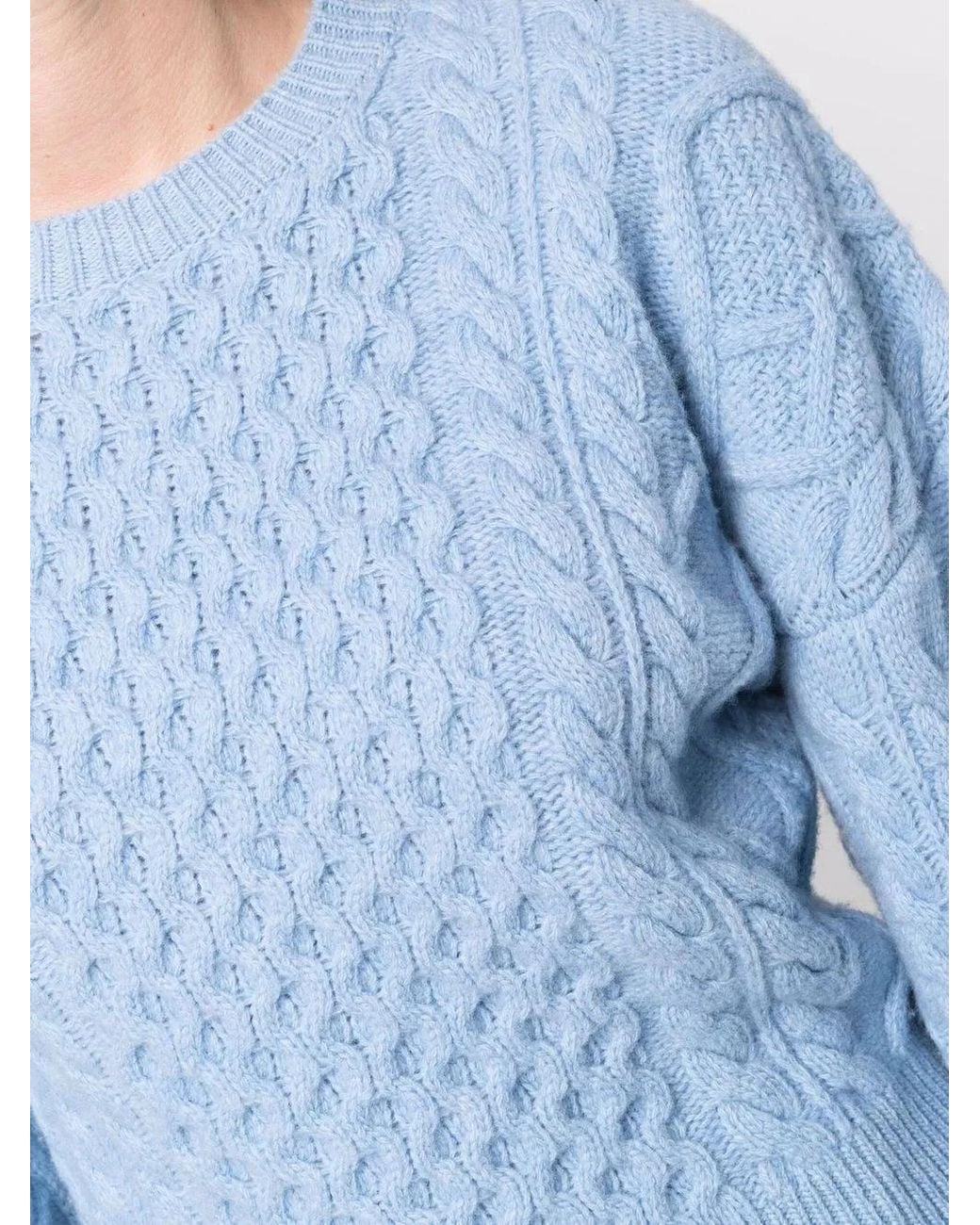 Stella McCartney Blue Aran-Knit Cropped Jumper