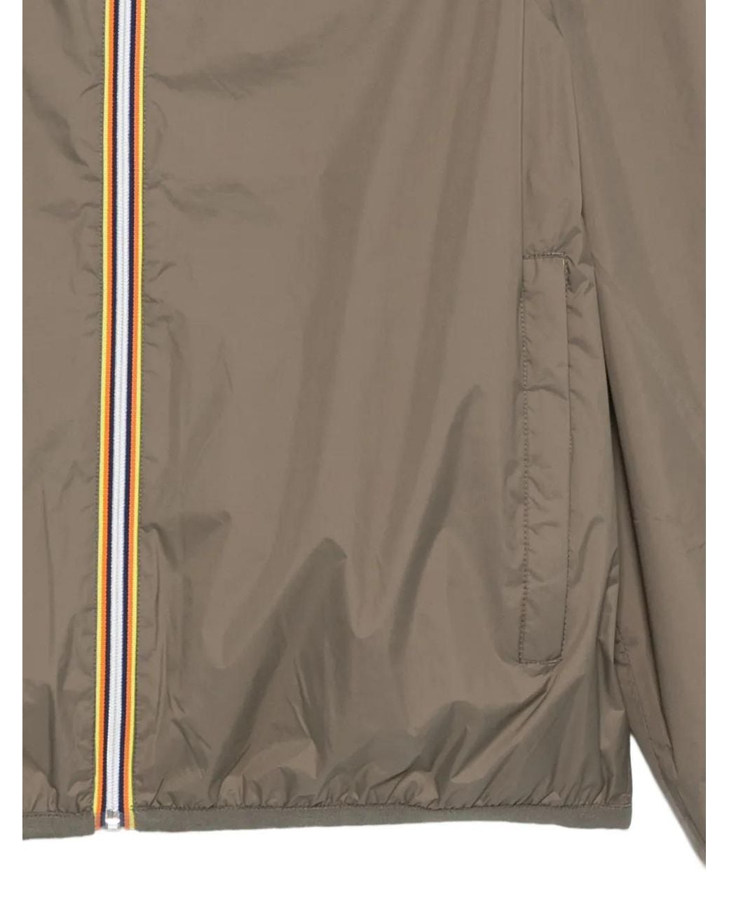 K-Way Brown Logo-Patch Hooded Jacket for men