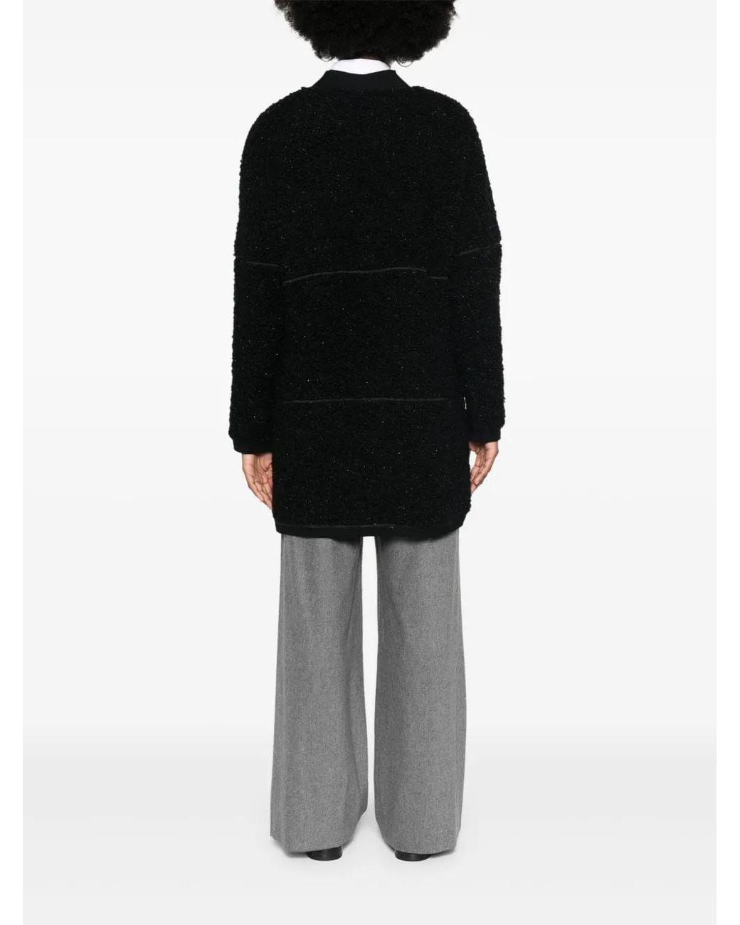 Giorgio Armani Black Long Bouclé Cardi-Coat