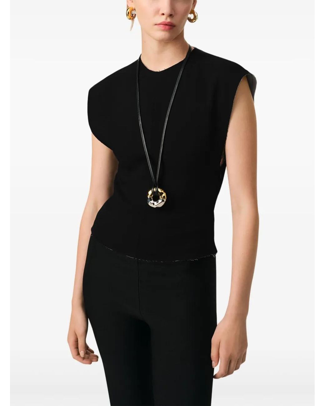 AMI Black Sleeveless Top