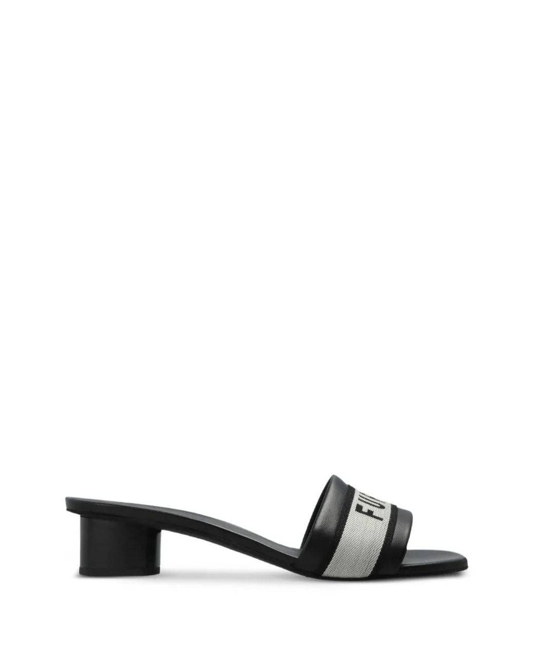 Furla White Logo-Print Leather Sandals