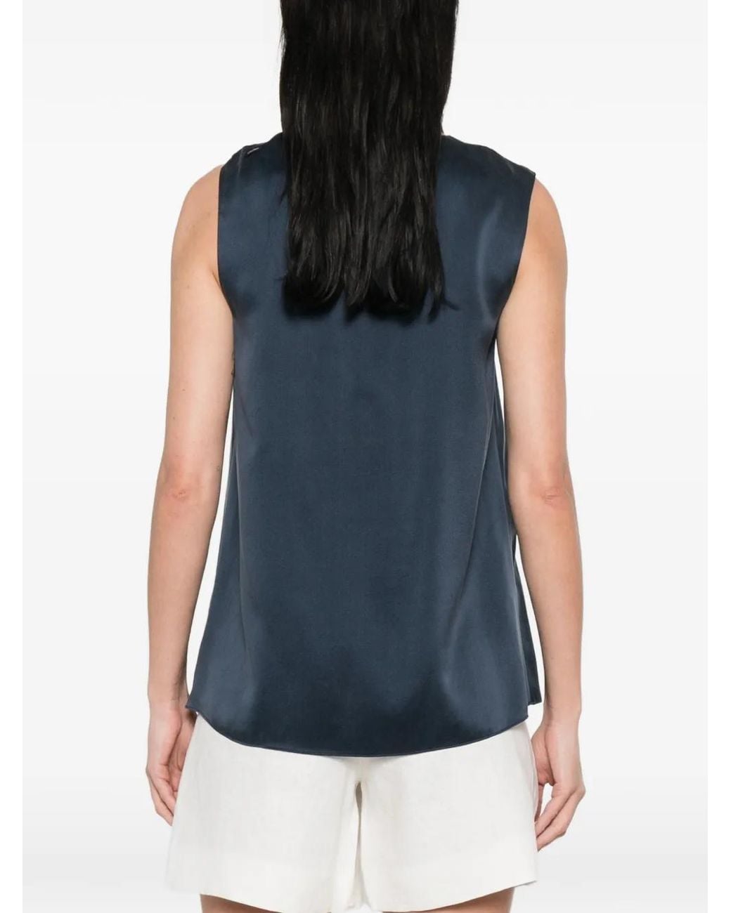 Max Mara Blue Smmdry Draped Sleeveless Top