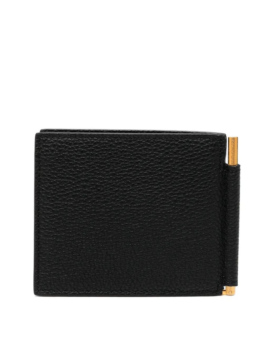 Tom Ford Black Soft Grain Leather T Line Money Clip Wallet for men