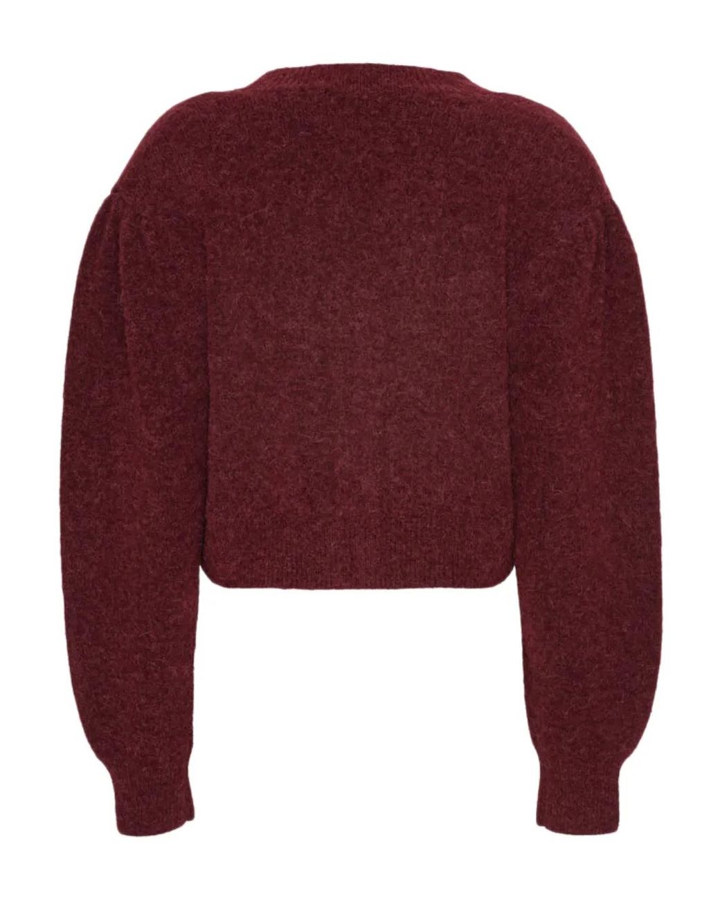 ROTATE BIRGER CHRISTENSEN Red Cropped Burgundy Sweater With Deep V-Neckline And