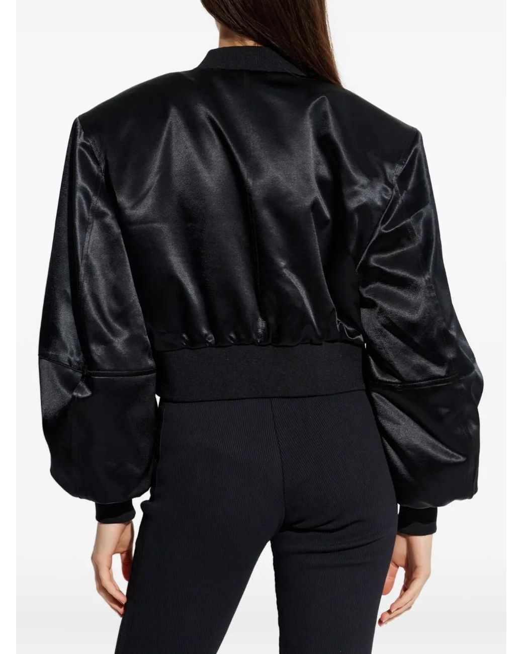 The Attico Black Zip-Up Bomber Jacket