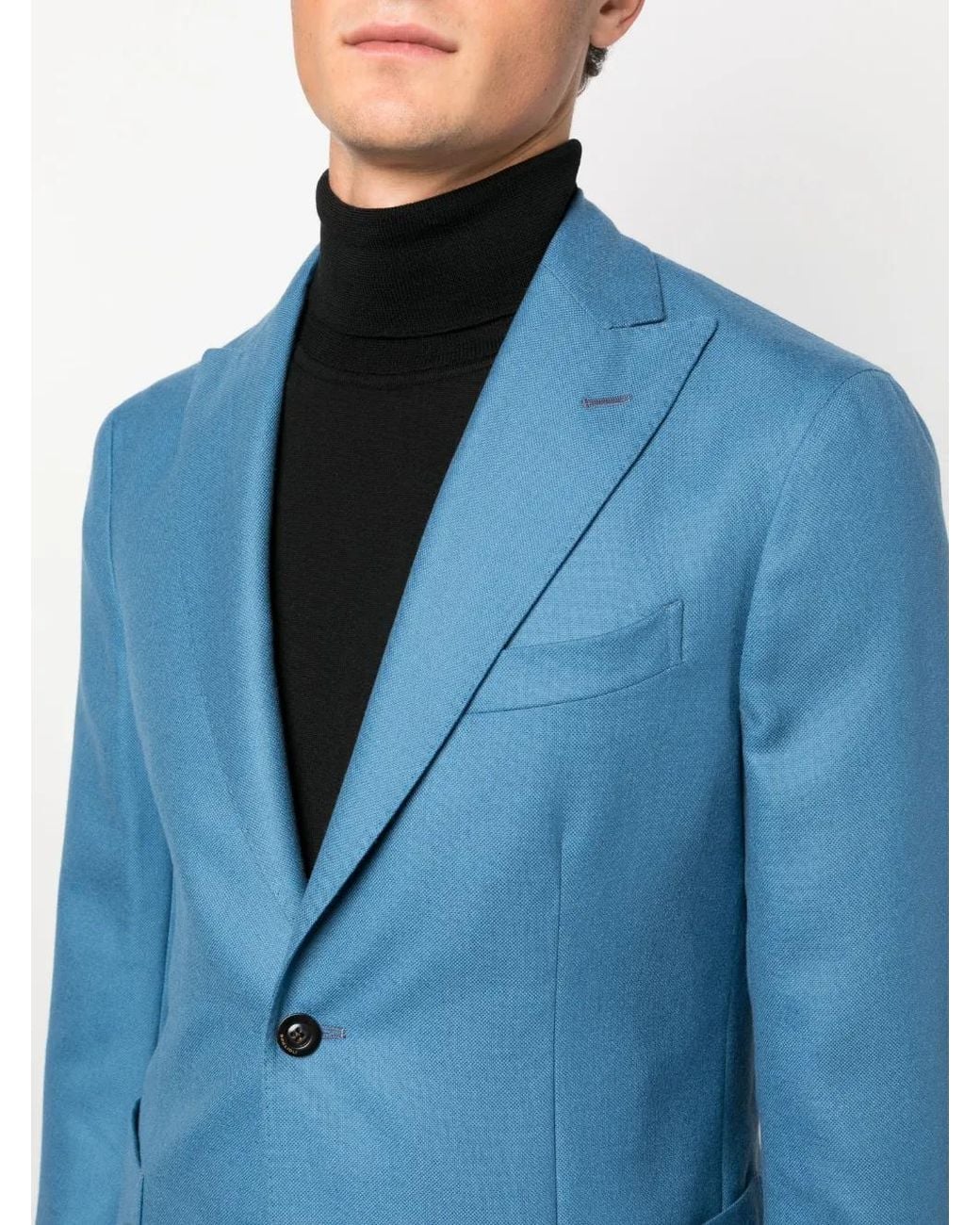 Boglioli Blue Single-Breasted Virgin-Wool Blazer for men