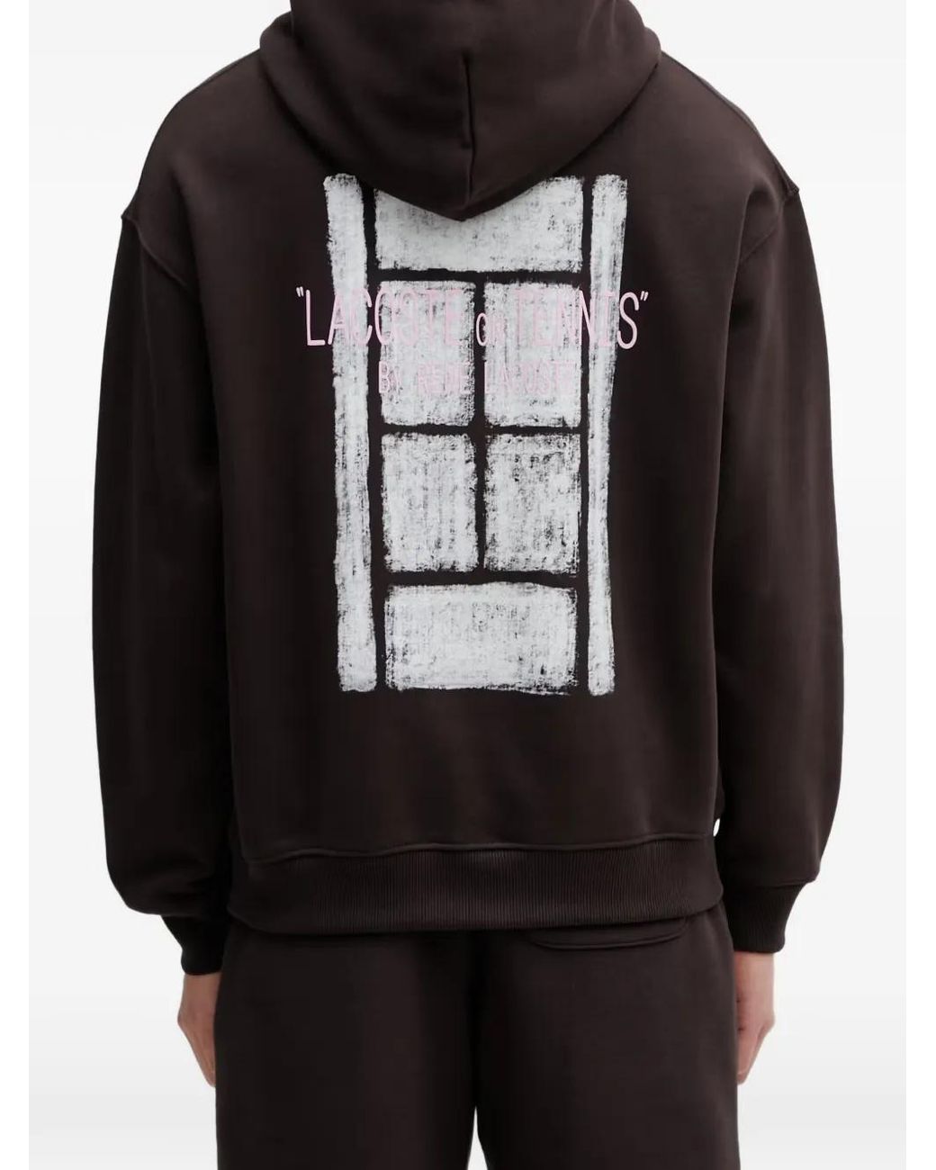 Lacoste Black Hoodie En Coton À Logo Imprimé for men