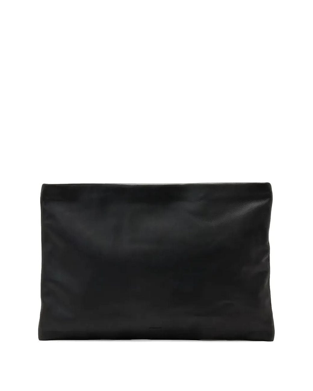 AllSaints Black Logo-Debossed Leather Clutch Bag