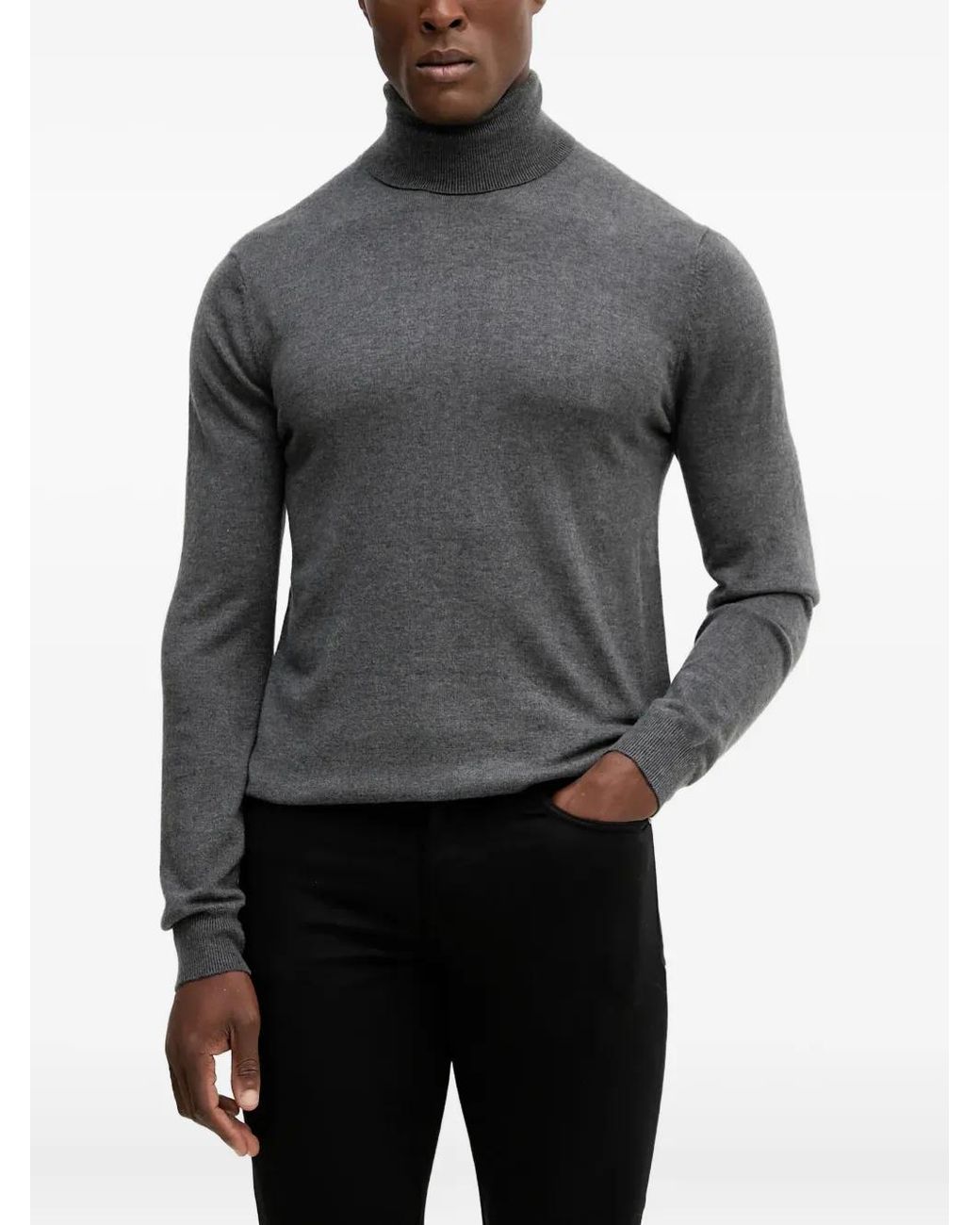 Guess Gray Roll-Neck Sweater for men
