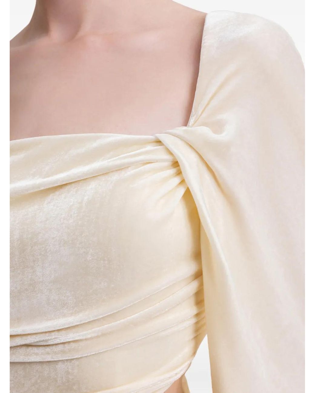 Gemy Maalouf Natural Cut-Out Draped Dress