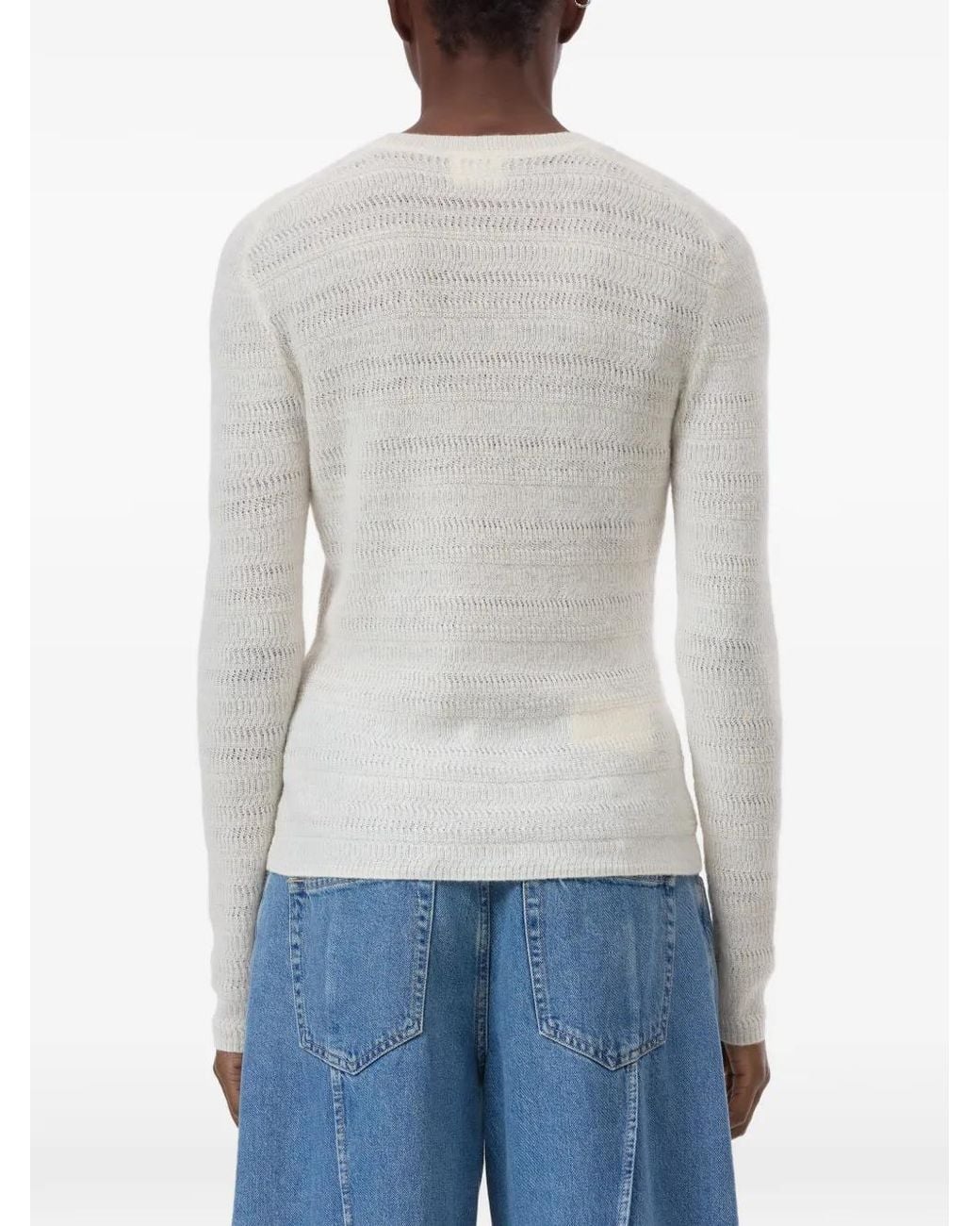Closed White Open-Knit Long-Sleeve Sweater