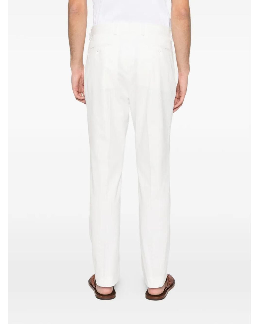 Fursac White Button-Fastening Chinos for men