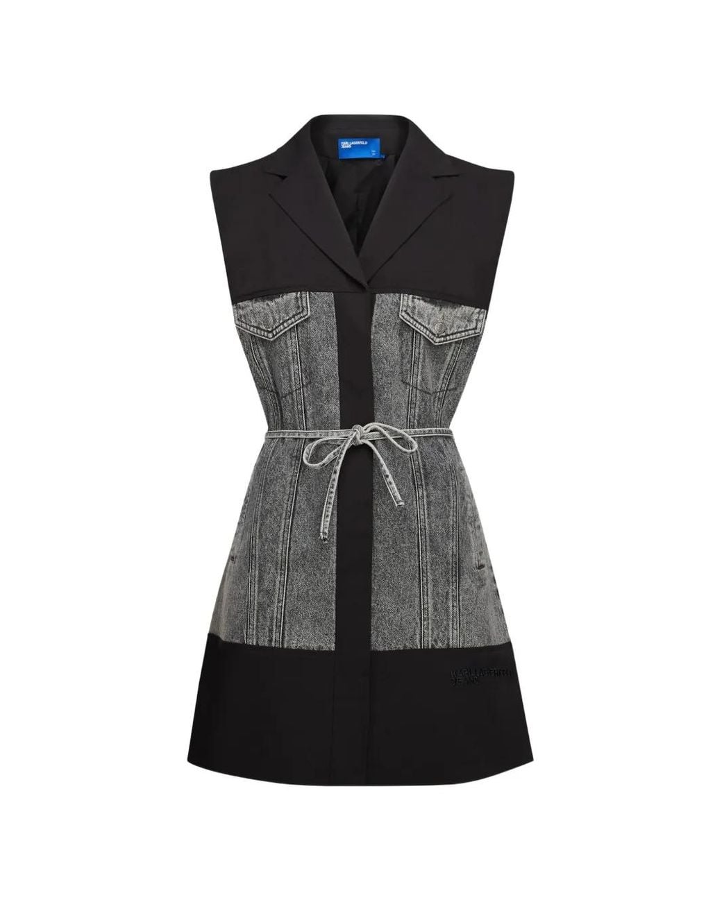 Karl Lagerfeld Black Tailored Denim-Panel Mini Dress