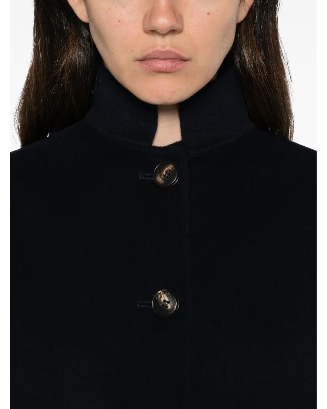 ROSSO35 Blue High-Neck Button-Up Coat