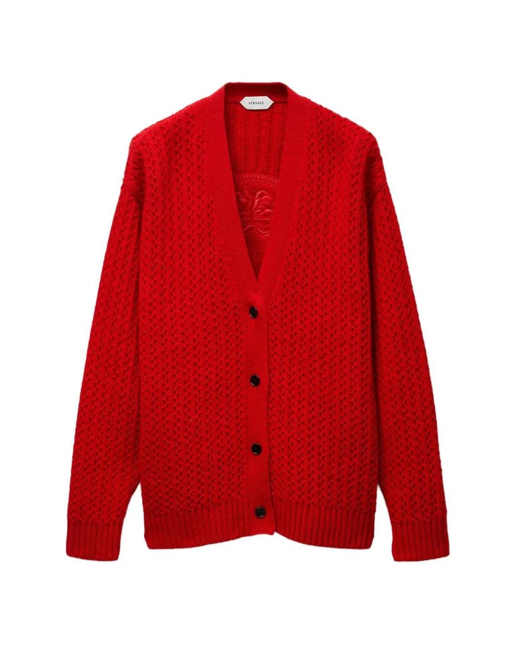 Versace Embroidered Wool & Cashmere Knit Cardigan