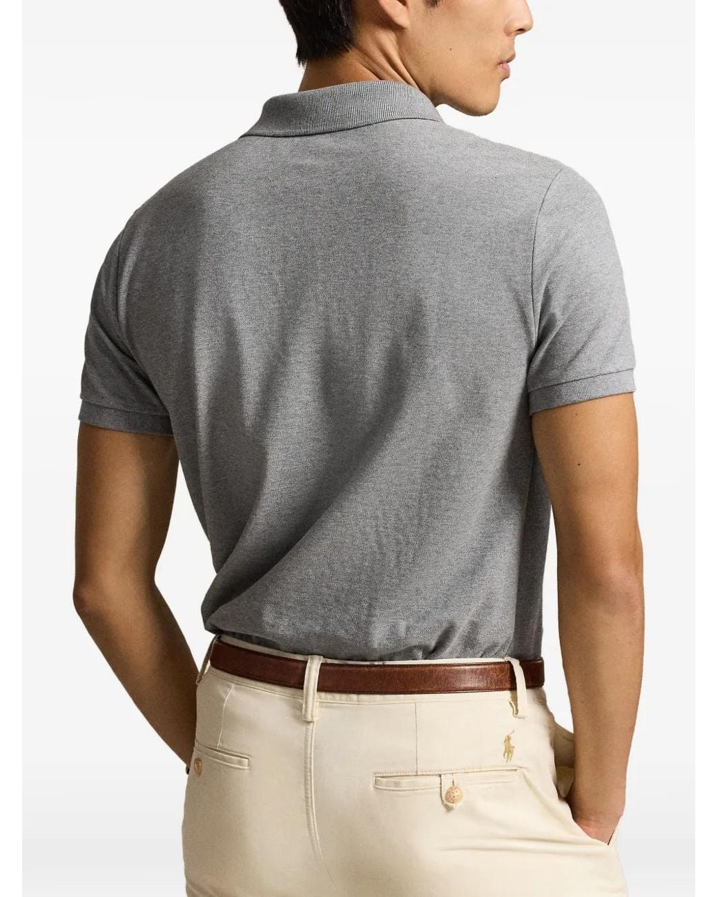 Polo Ralph Lauren Gray Custom Slim-Fit Stretch-Mesh Polo Shirt for men