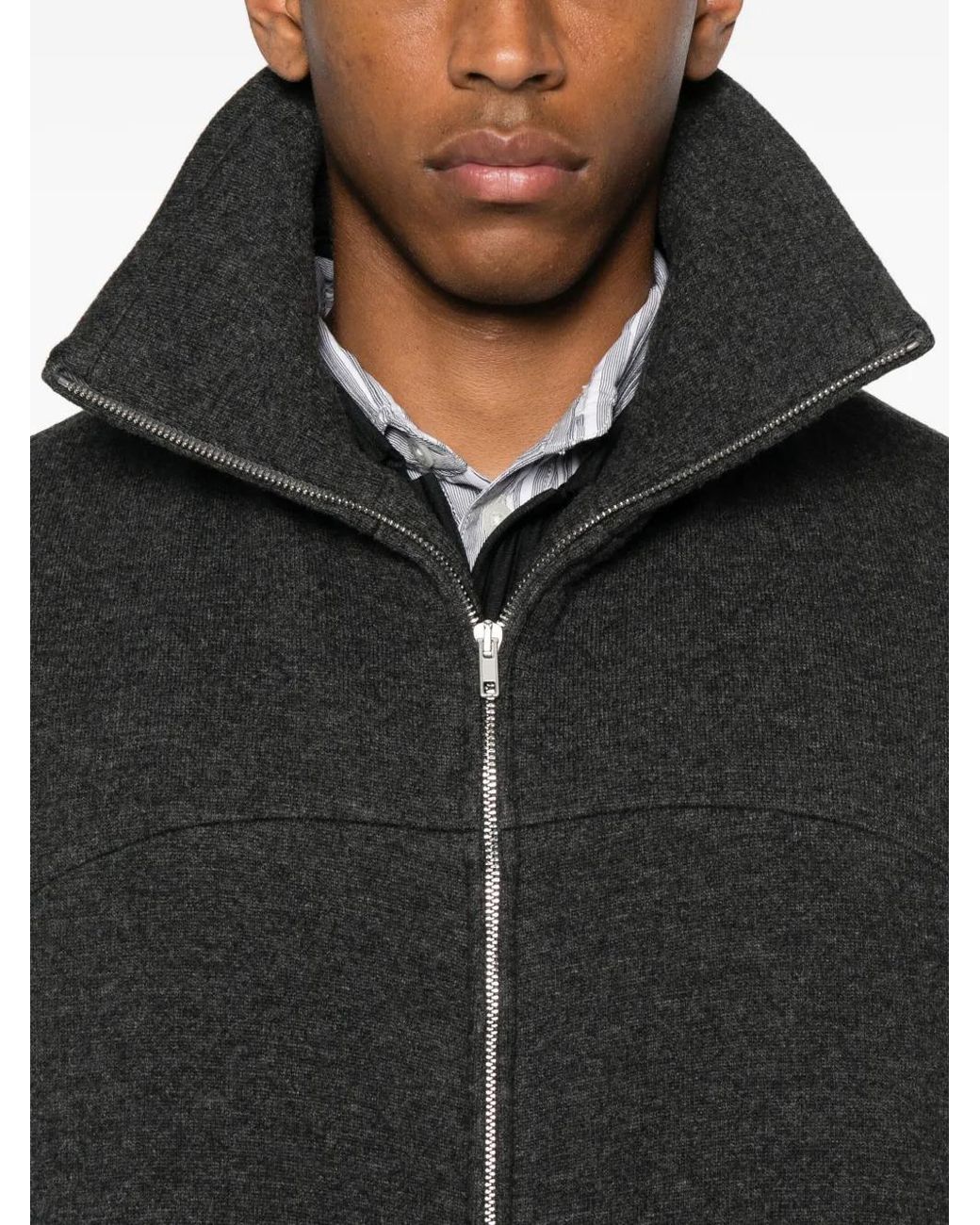 Mordecai Black Zip-Front Patch-Pocket Coat for men
