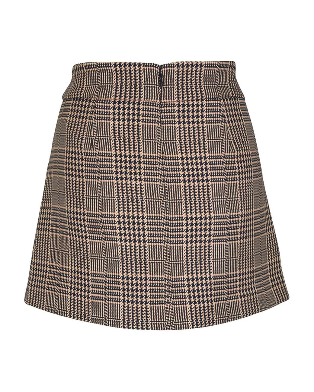Veronica Beard Gray Pavaline Houndstooth-Pattern Mini Skirt