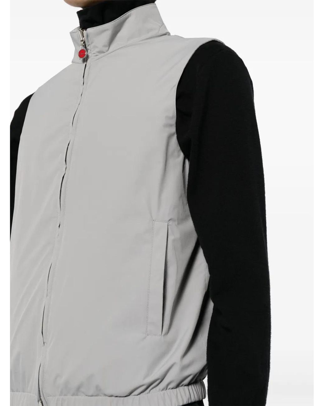 Kiton Gray Zip-Up Reversible Gilet for men