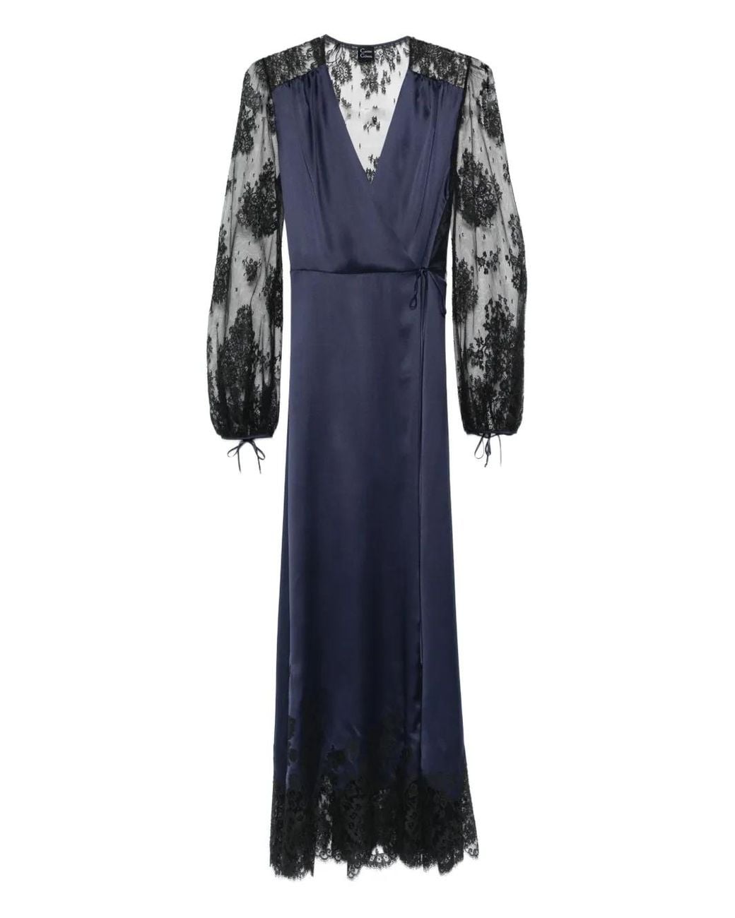 Carine Gilson Blue Lace-Detail Silk Nightdress