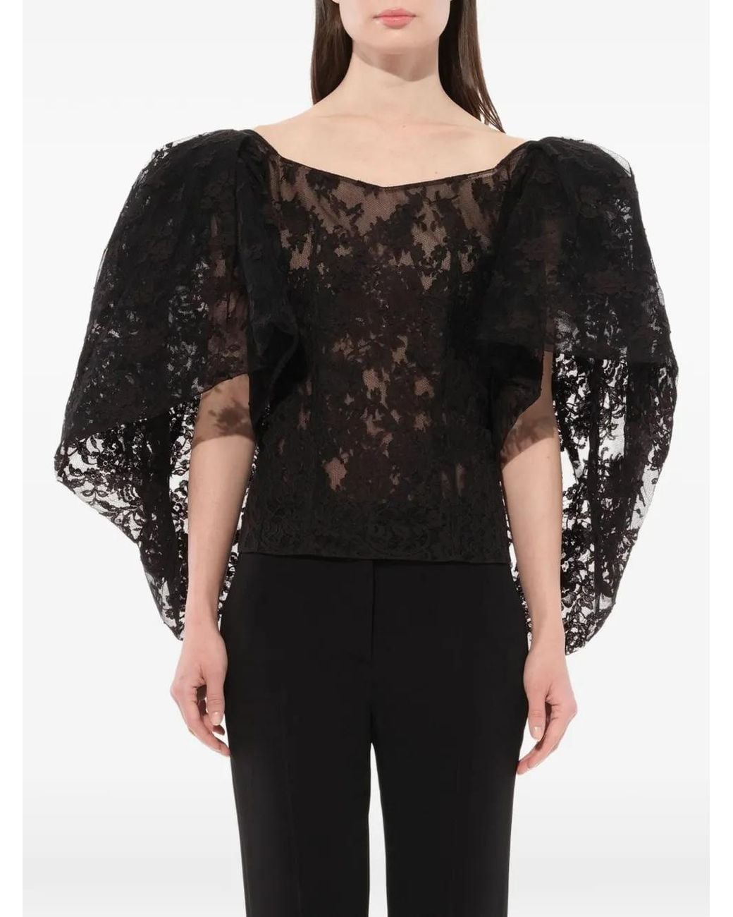 Givenchy Black Lace Cape T-Shirt