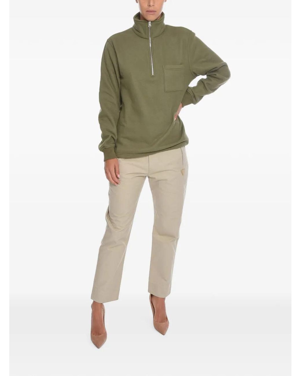 Samsøe & Samsøe Green Pull À Poche Poitrine Zippée