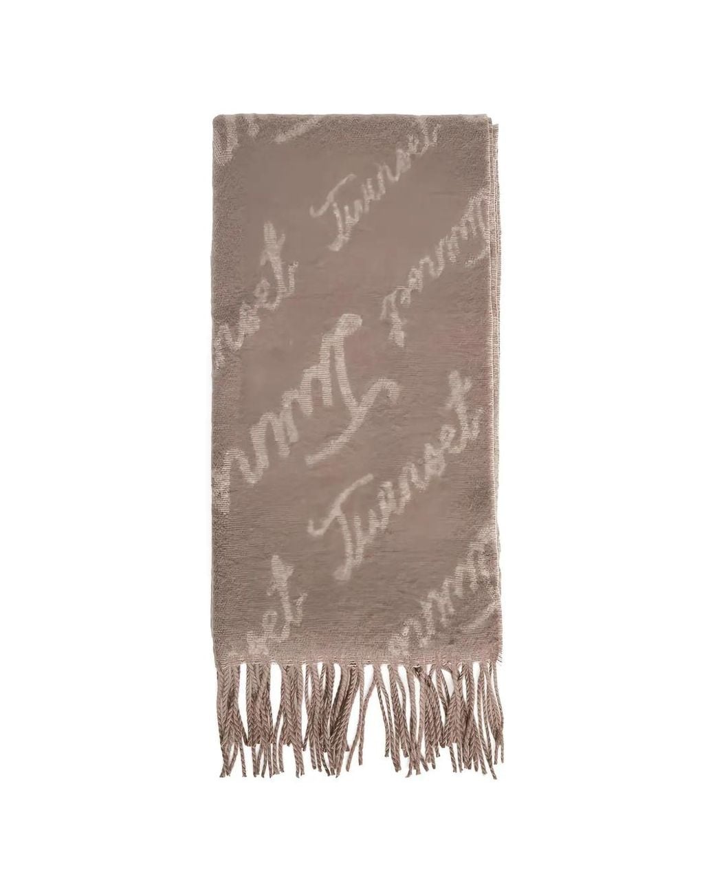 Twinset Brown Logo-Pattern Fringed Scarf