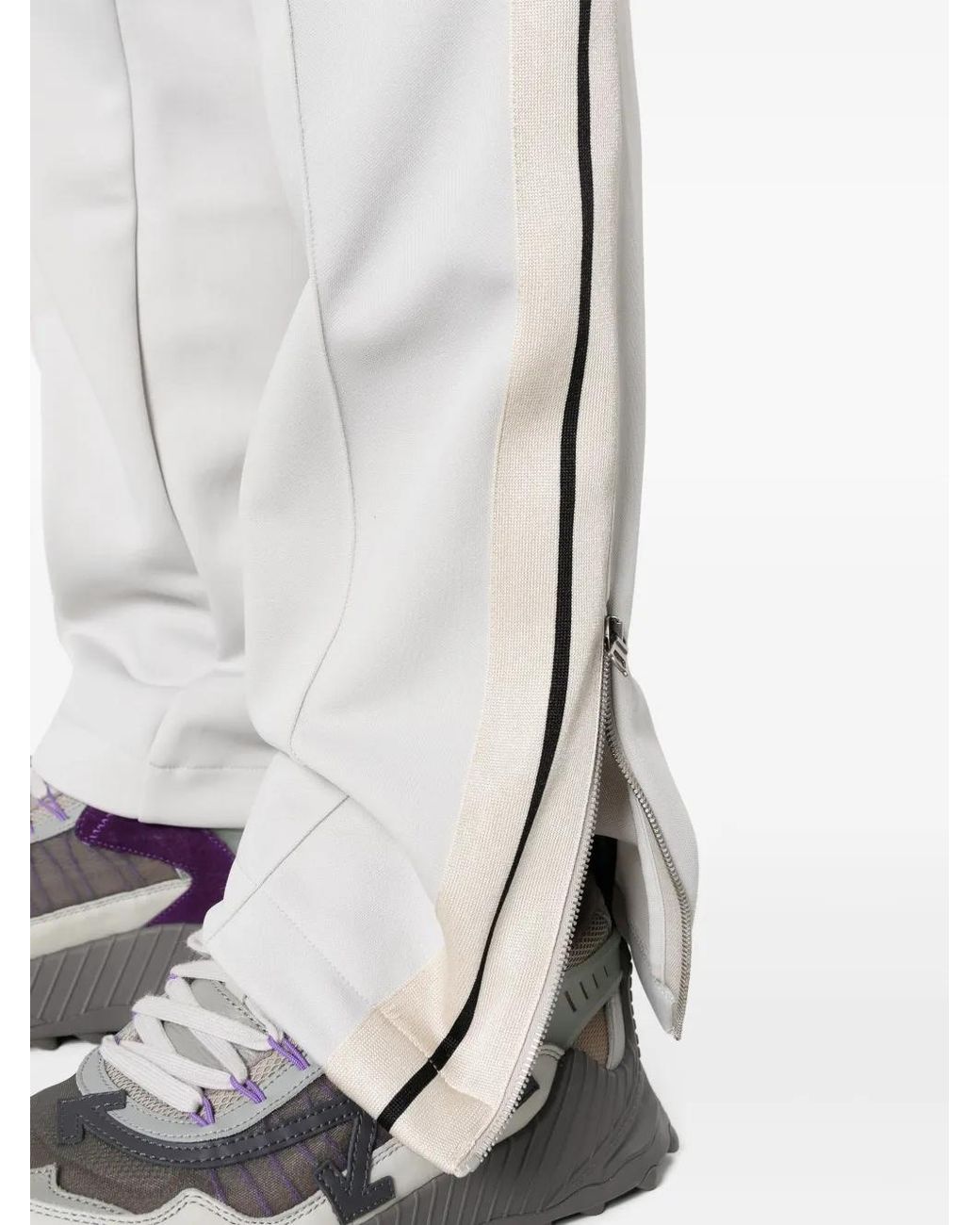 Palm Angels White Monogram-embroidered Track Pants for men