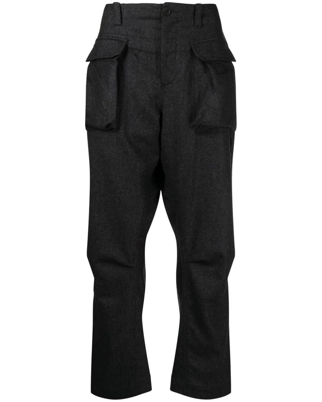 The Power for the People Black Flap-Pocket Straight-Leg Trousers for men