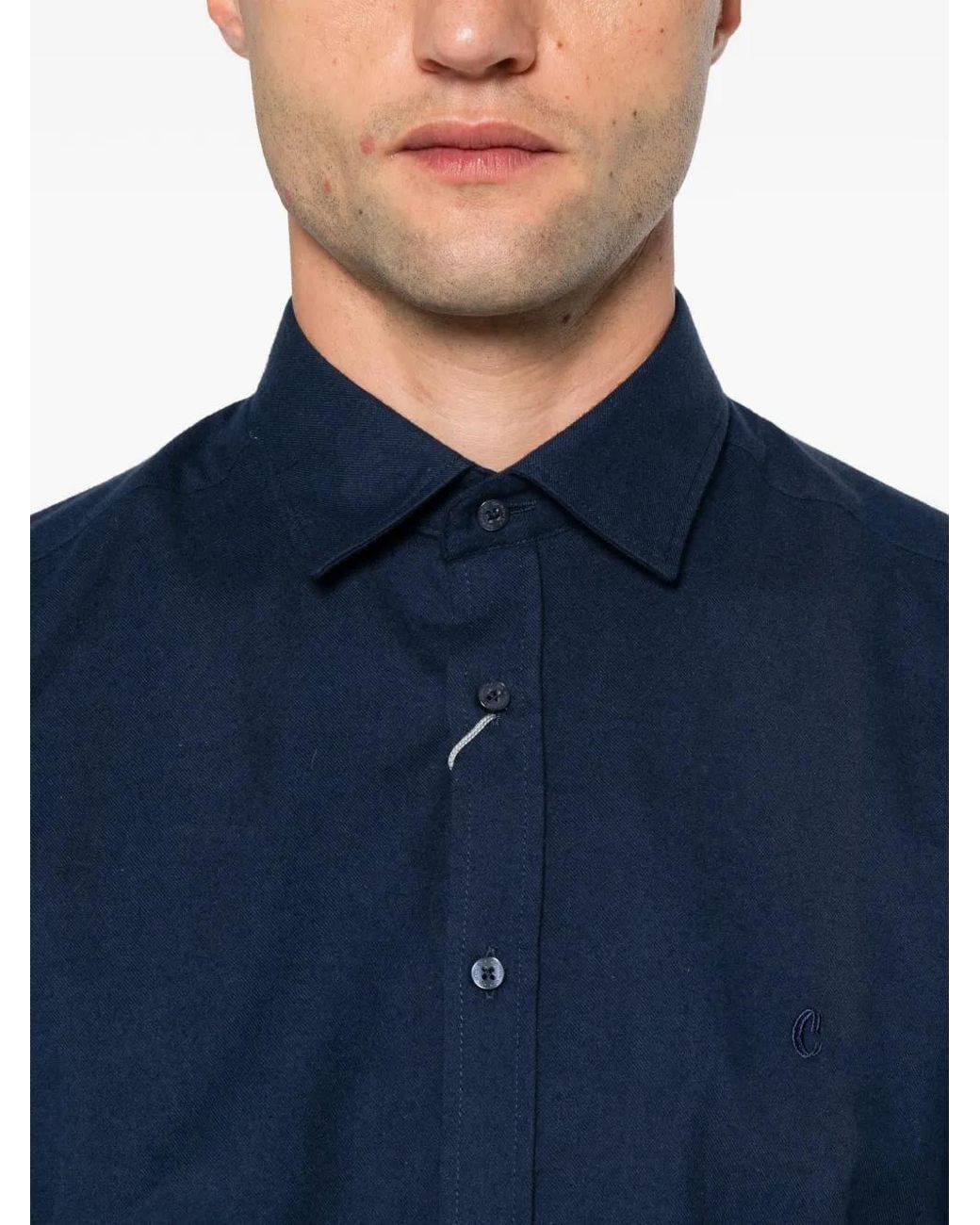 Carducci Blue Long-Sleeve Button-Down Shirt for men