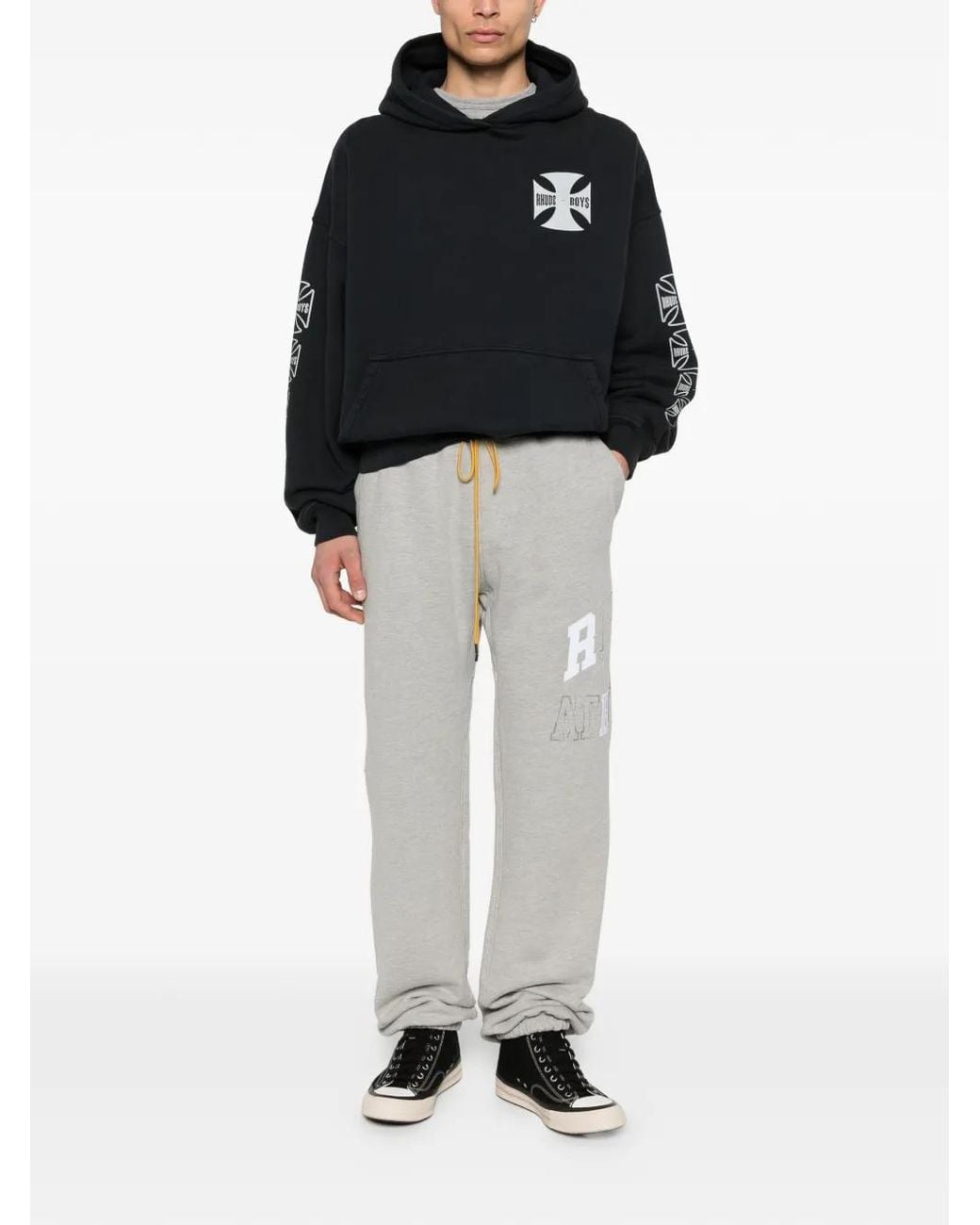 Rhude Gray Drawstring Track Pants for men