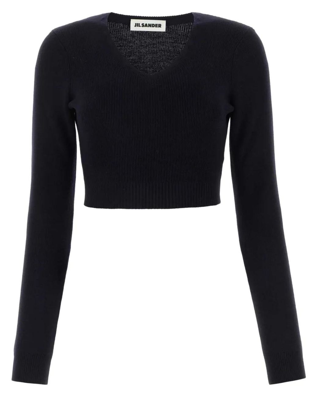 Jil Sander Black Cropped Wool Sweater