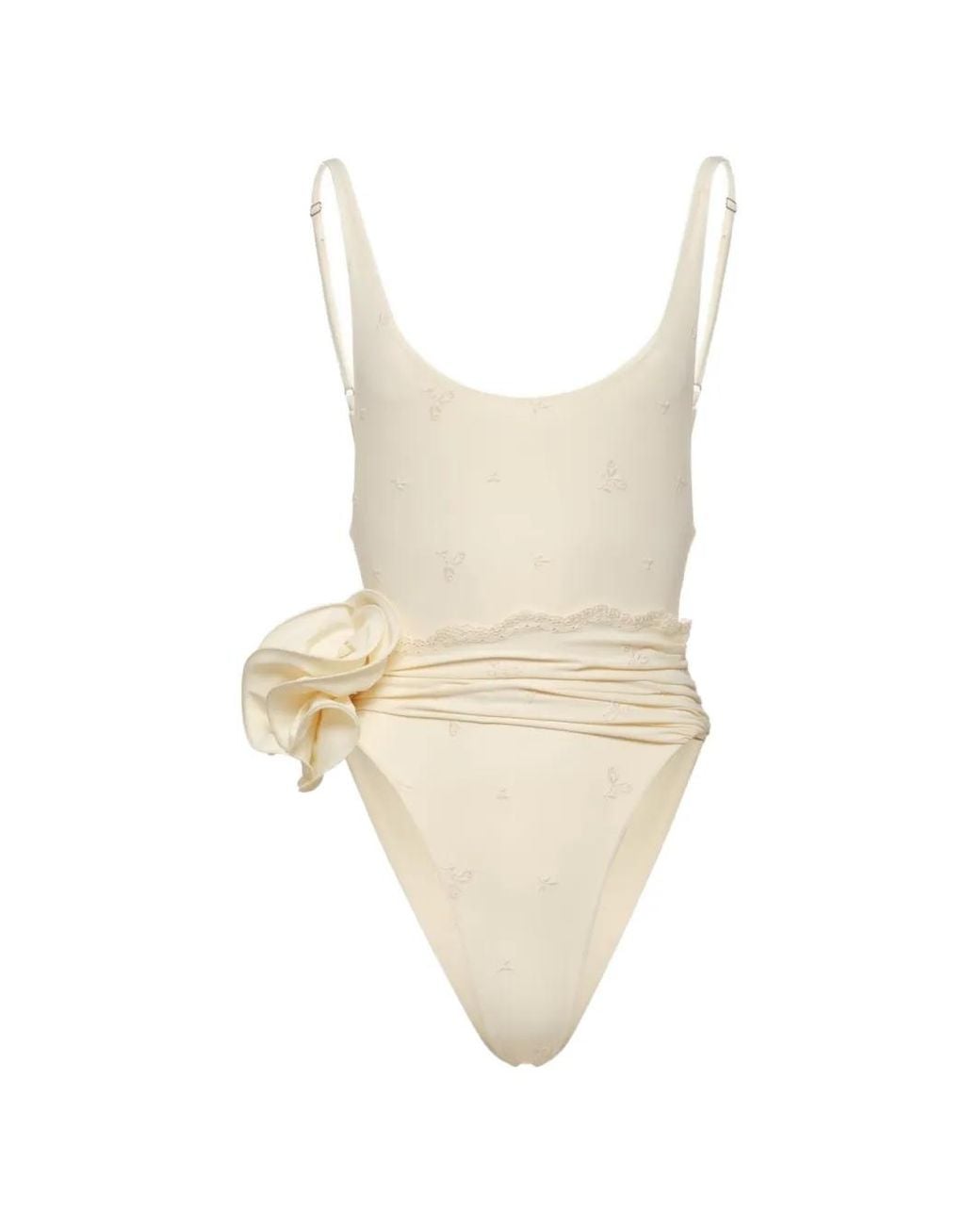 Magda Butrym White Floral-Embroidered Swimsuit