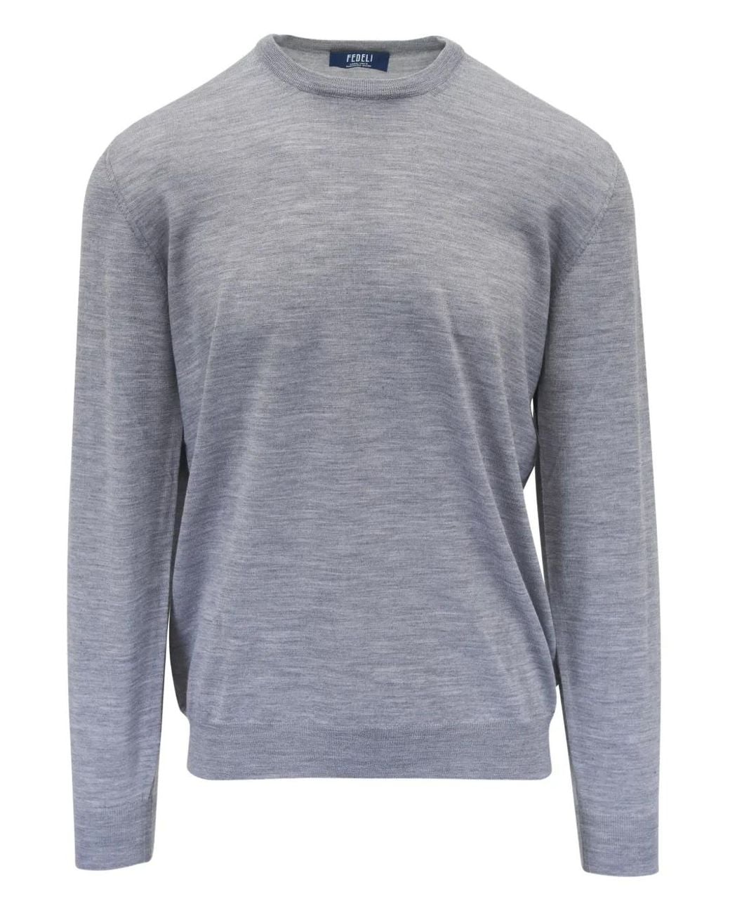 Fedeli Gray Crew-Neck Long-Sleeve Jumper for men