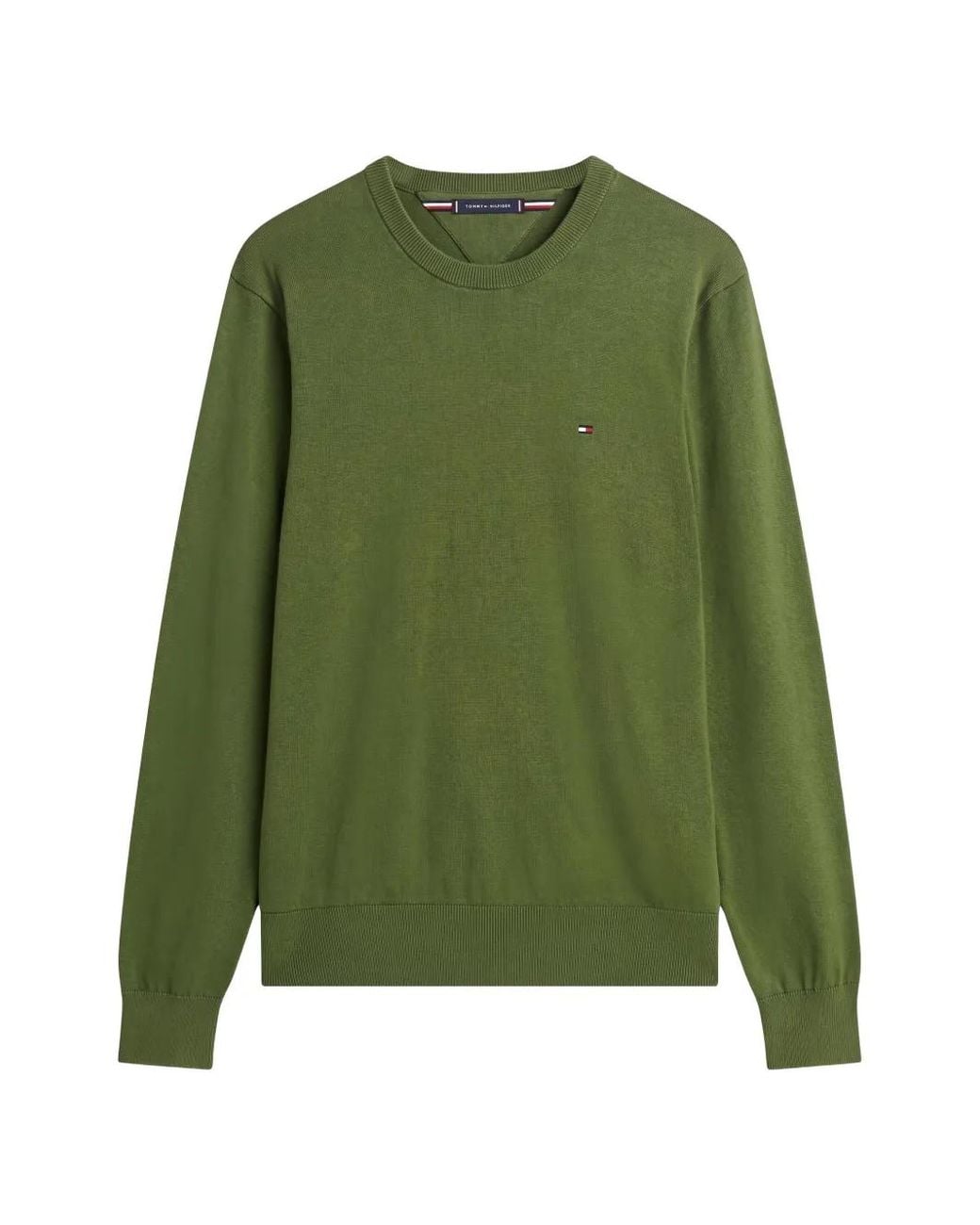 Tommy Hilfiger Green Crew Neck Cotton Sweater for men